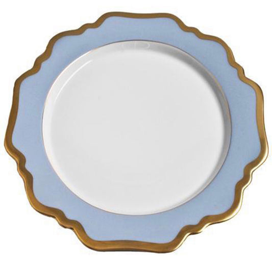 Set of 6 light blue fruit plates