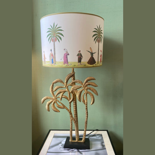 Brass palm tree lamp with lampshade