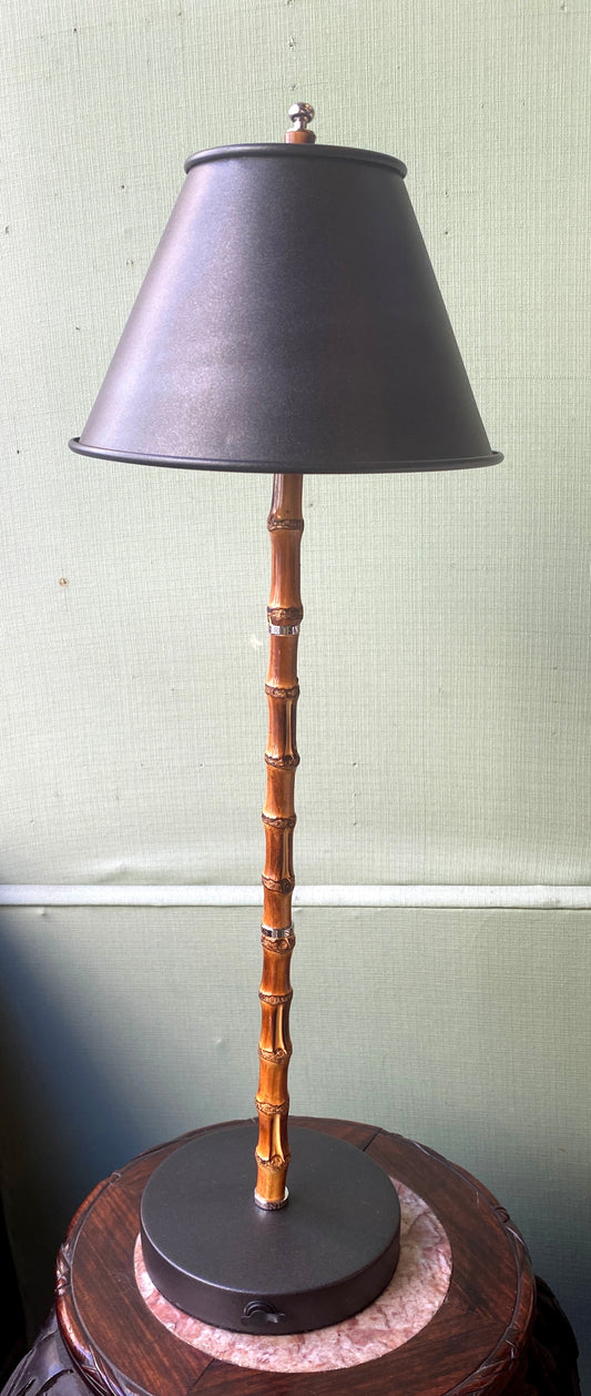 Lampada da tavolo ricaricabile senza fili bambù  e acciaio cm 59