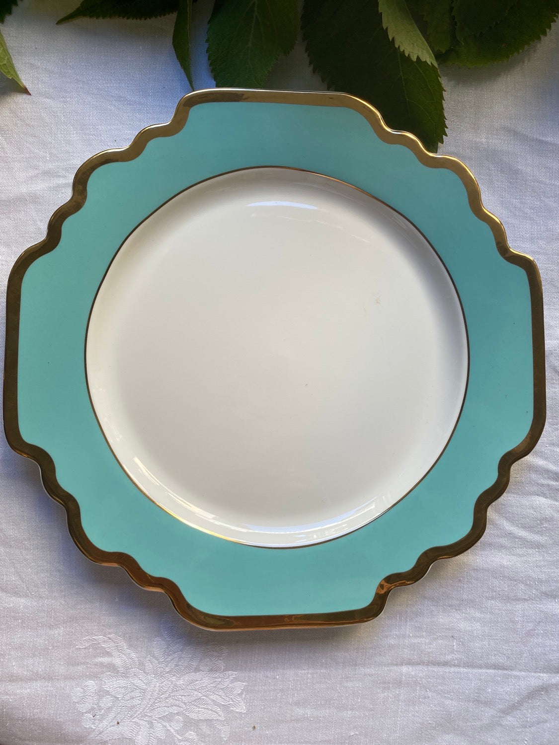 Set of 6 aquamarine dinner plates