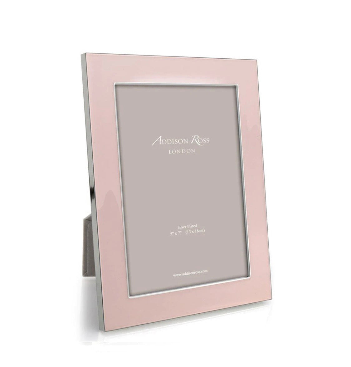 Cadre photo émail rose bord large 13 x 18 argent