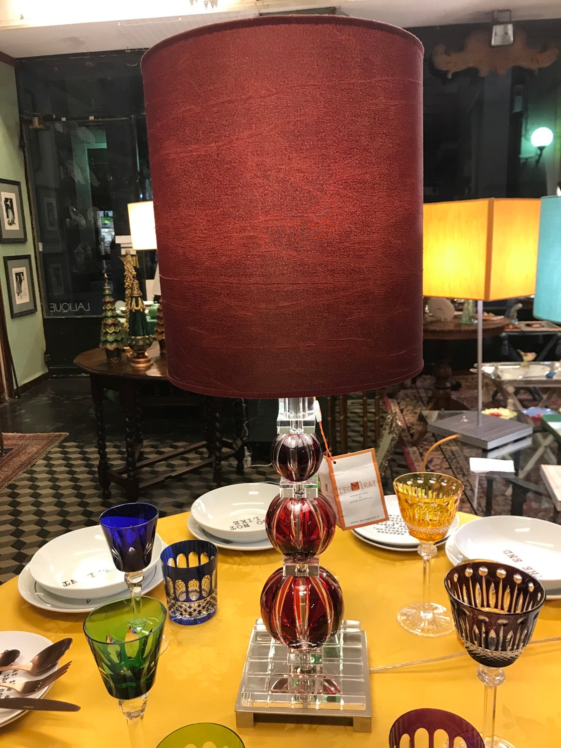 Leone Aliotti crystal lamp h 68 cm lampshade diameter 28