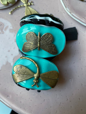 Bracelet en verre fondu aigue-marine Daniela Poletti disponible sur commande