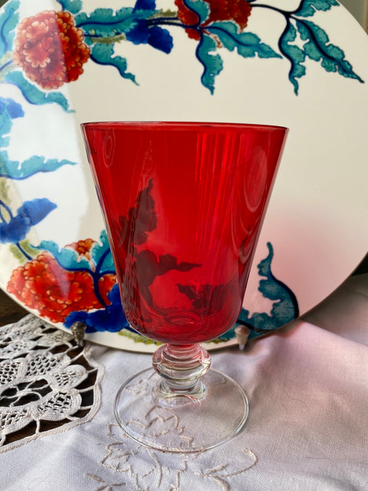 Red goblet glass set of 6