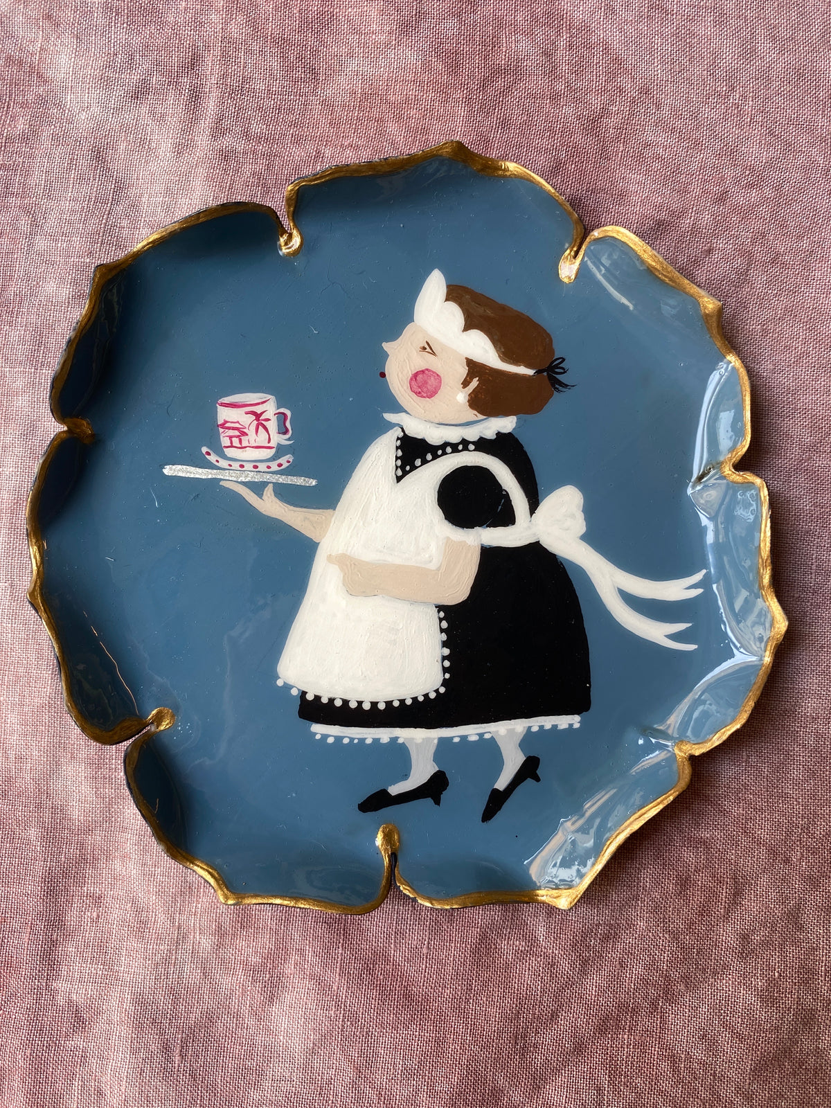 Assiette à pain bleu clair sur commande