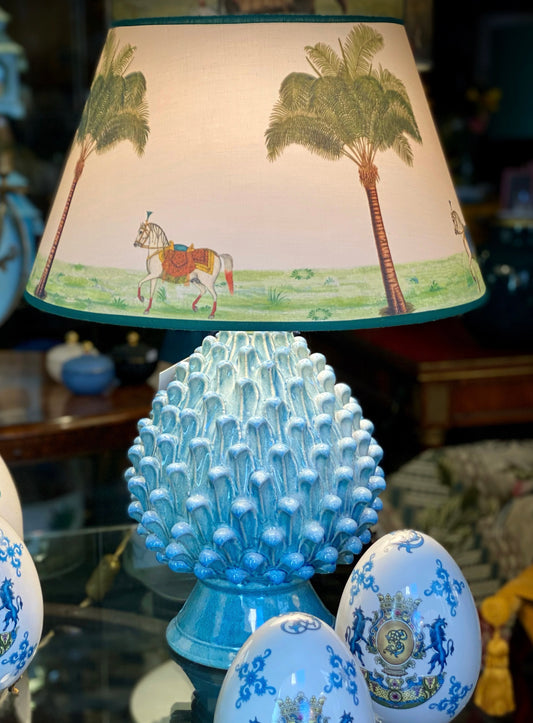 Blue pine cone lamp base without lampshade