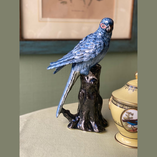 Perroquet bleu en porcelaine