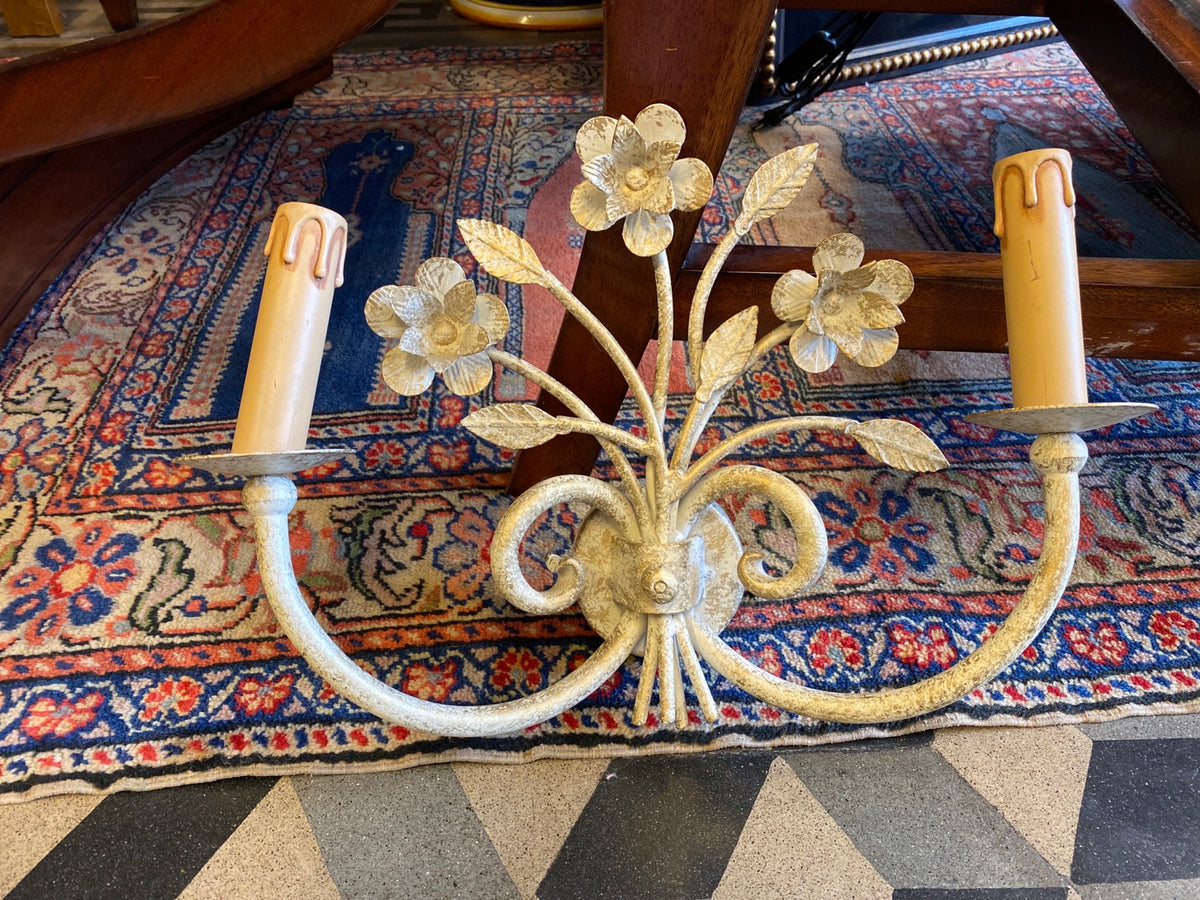 Two-light wrought iron wall light