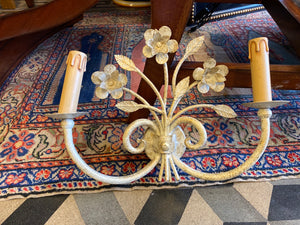 Two-light wrought iron wall light