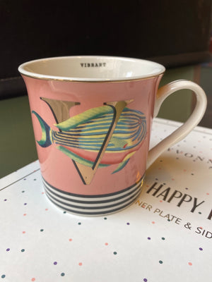 Mug lettre V Yvonne Ellen Vibrant