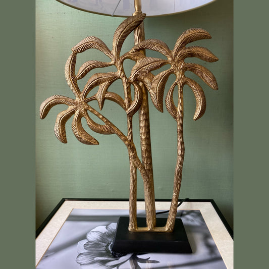 Pied de lampe en laiton avec palmiers