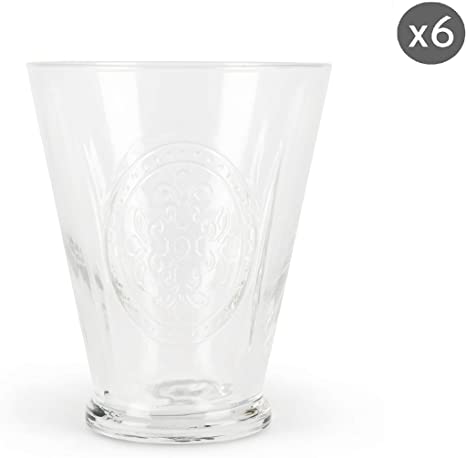 Glass tumbler with stamp