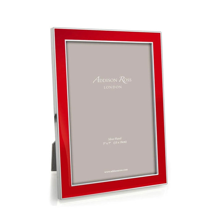 Portafoto smaltata rossa 10 x 15 bordo acciaio