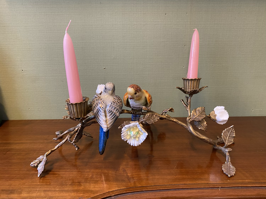 Candeliere  in bronzo e ceramica