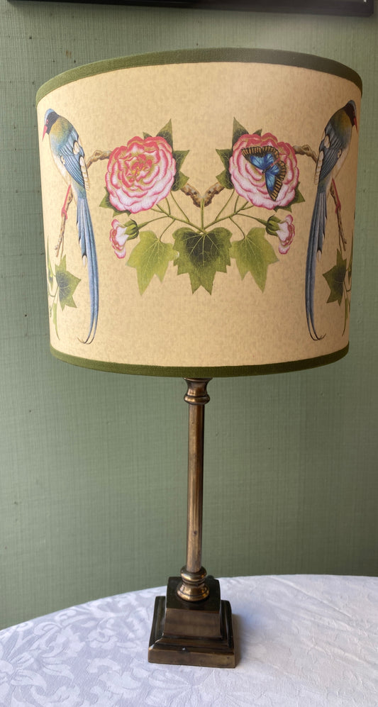 Brass lamp with bird fan