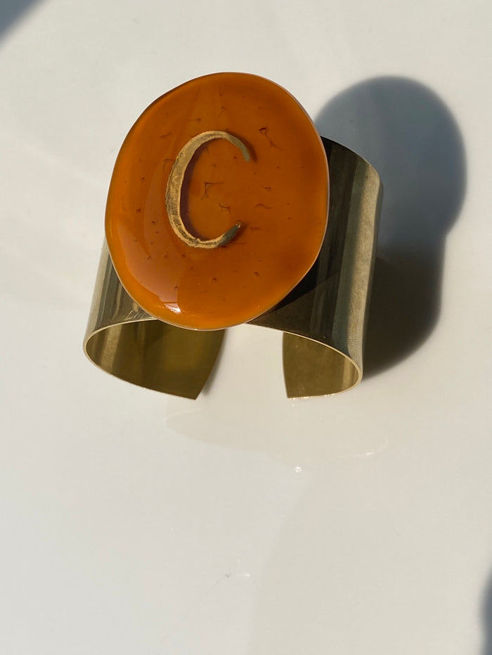 Bracciale realizzato in vetrofuso caramello C Daniela Poletti ordinabile