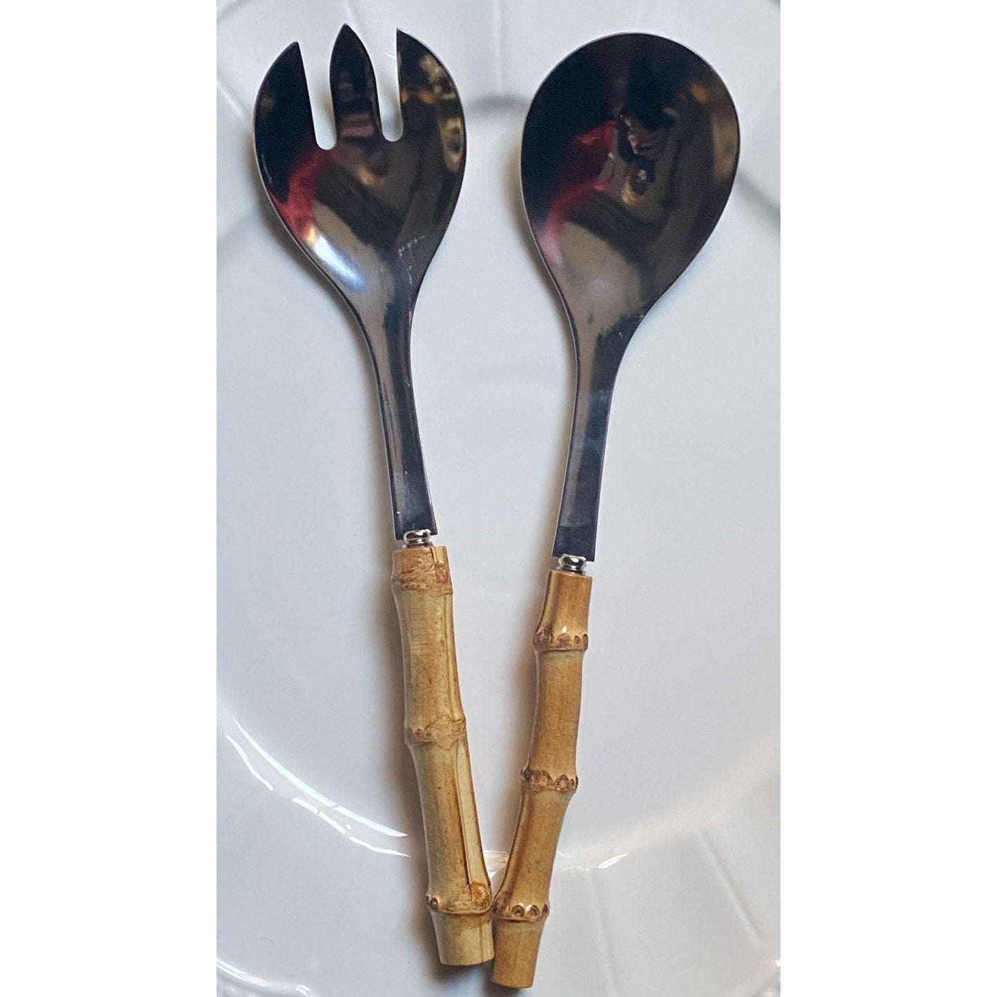 Set of two bamboo serving cutlery
