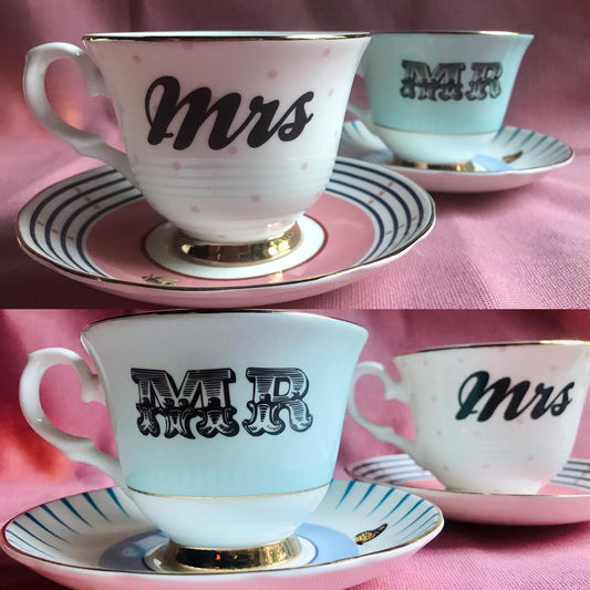 MRS and MR tea cup