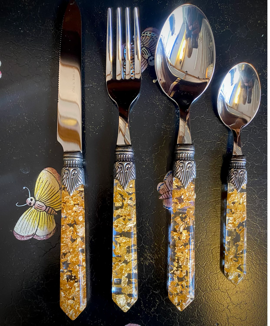 4 piece gold cutlery set
