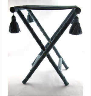 Blue velvet pliant tray holder