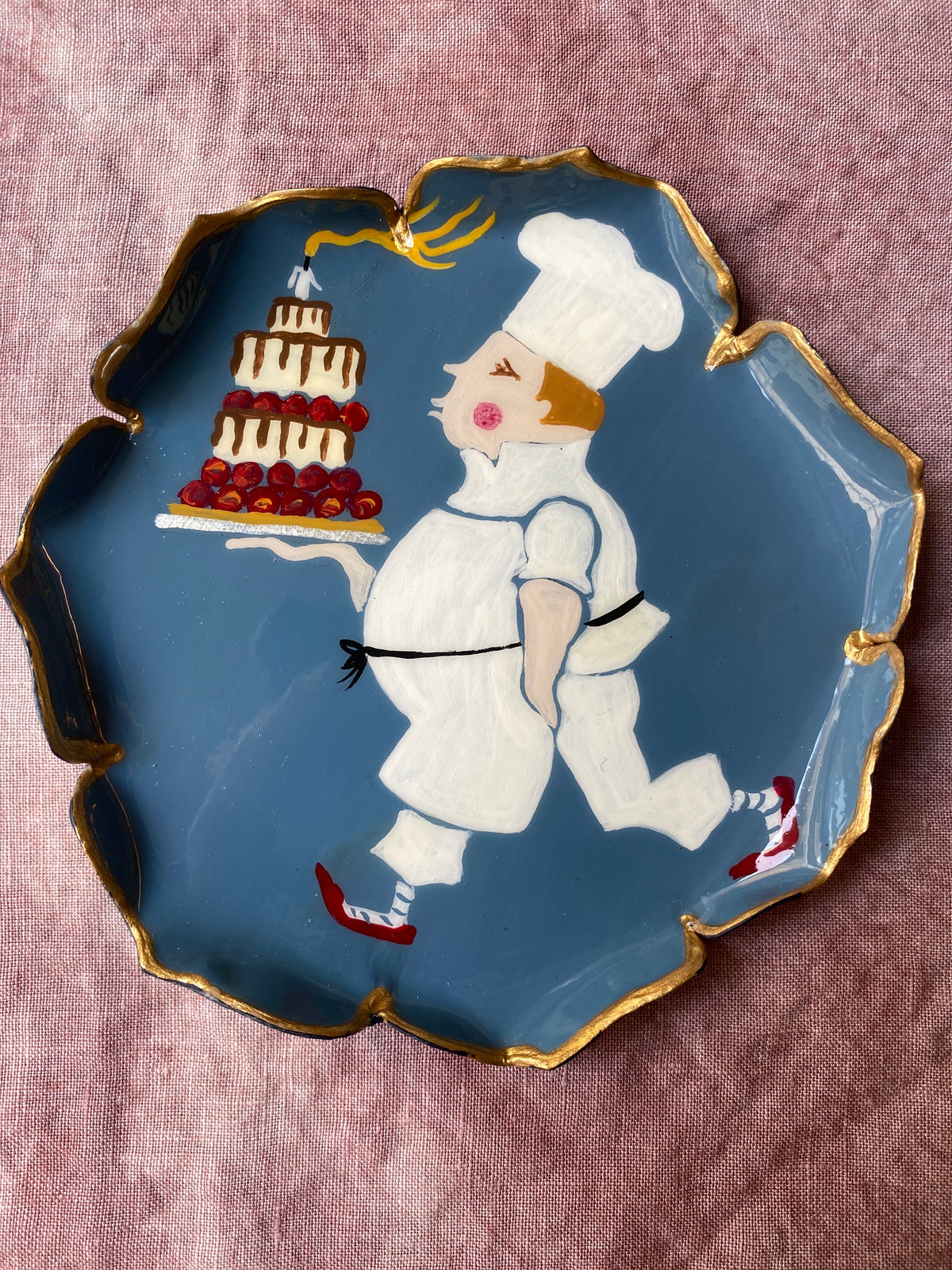 Assiette à pain bleu clair sur commande