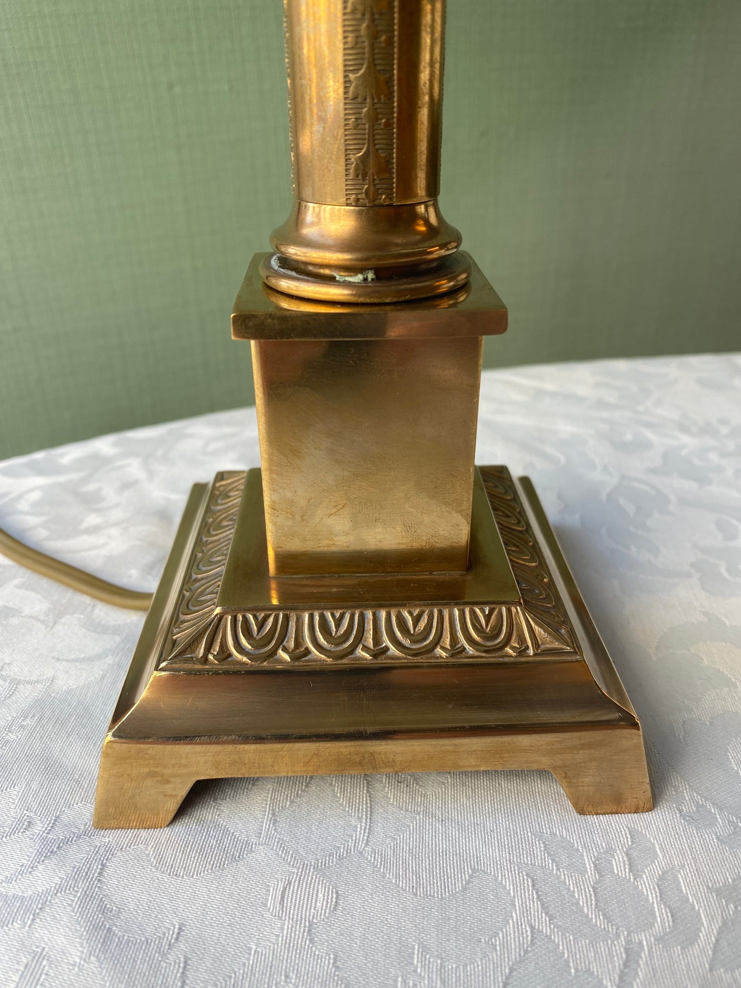 Antique brass lamp with India fan 35 cm
