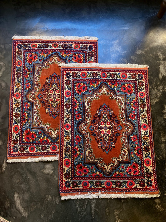Pair of old Sarouk bedside rugs