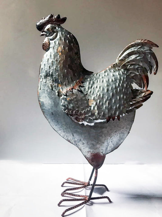 Coq en métal argenté