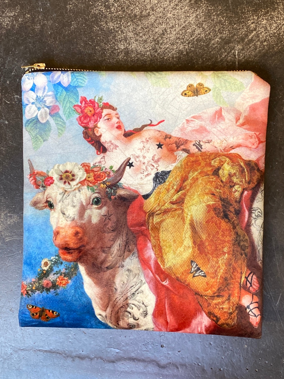 La vache velvet cosmetic bag