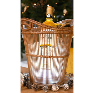 Secchiello da champagne a LED ricaricabile Konbo in rattan color miele