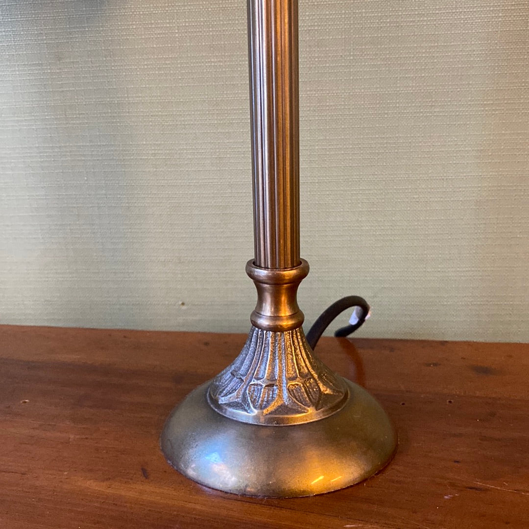Coppia lampade da comodino in ottone con paralume cotone floralia