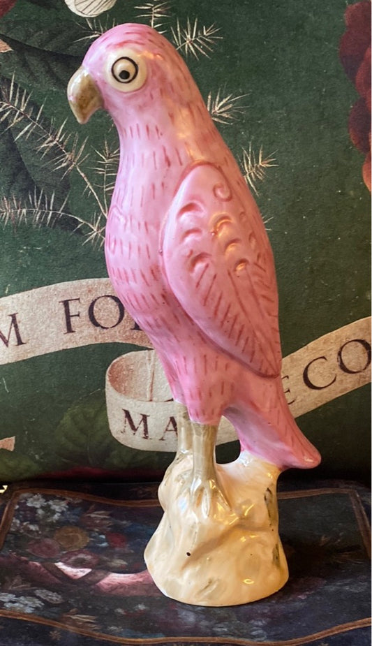 Perroquet en céramique rose