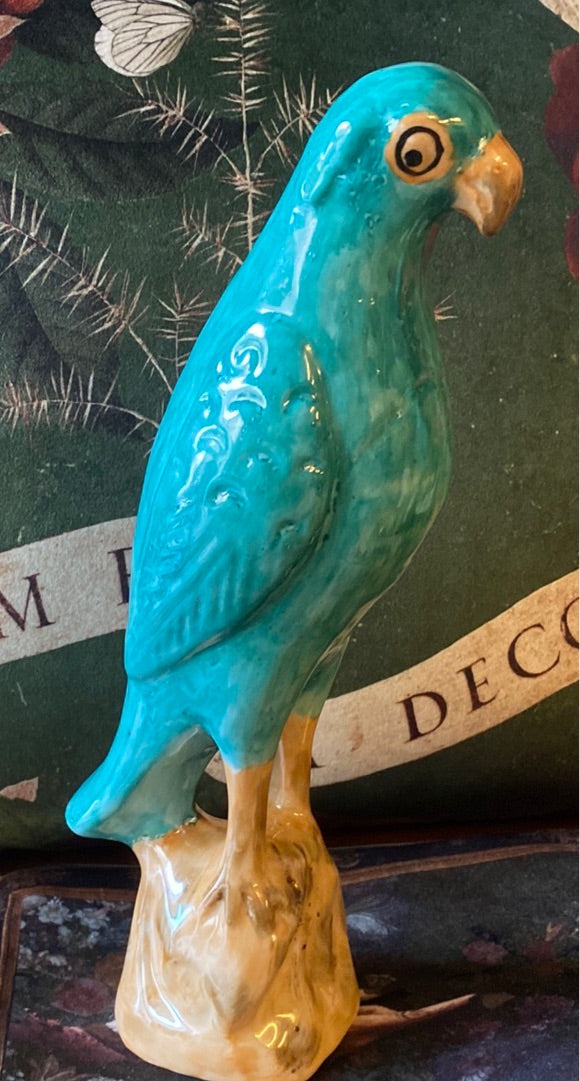 Perroquet en céramique turquoise