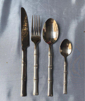 Bamboo model steel cutlery set