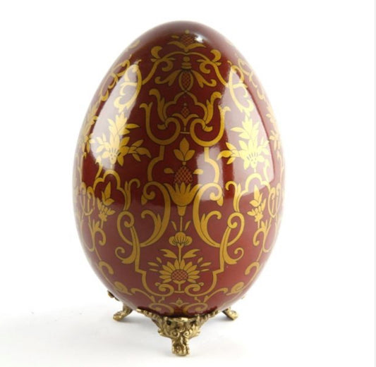 Uovo medio bordeaux con piedini in bronzo