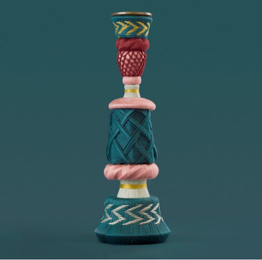 Candlestick in trimmings Only turquoise and pink 