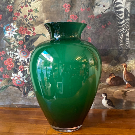 Vaso Aurora  in vetro soffiato verde bosco h cm 38,5
