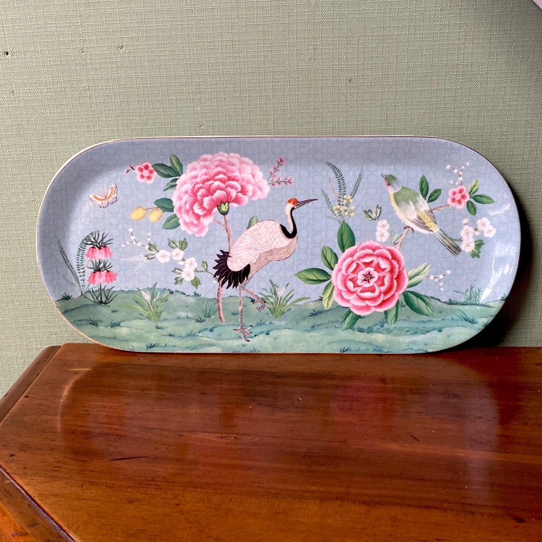 Oval tray Blushing birds light blue Pip Studio