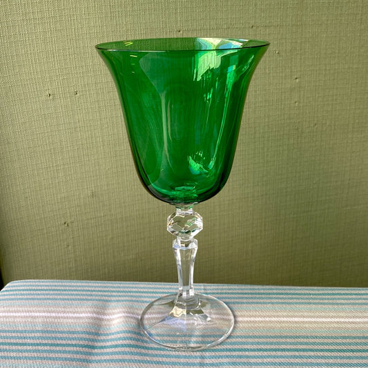 Set 6 calici verdi in cristallo Zaccaria